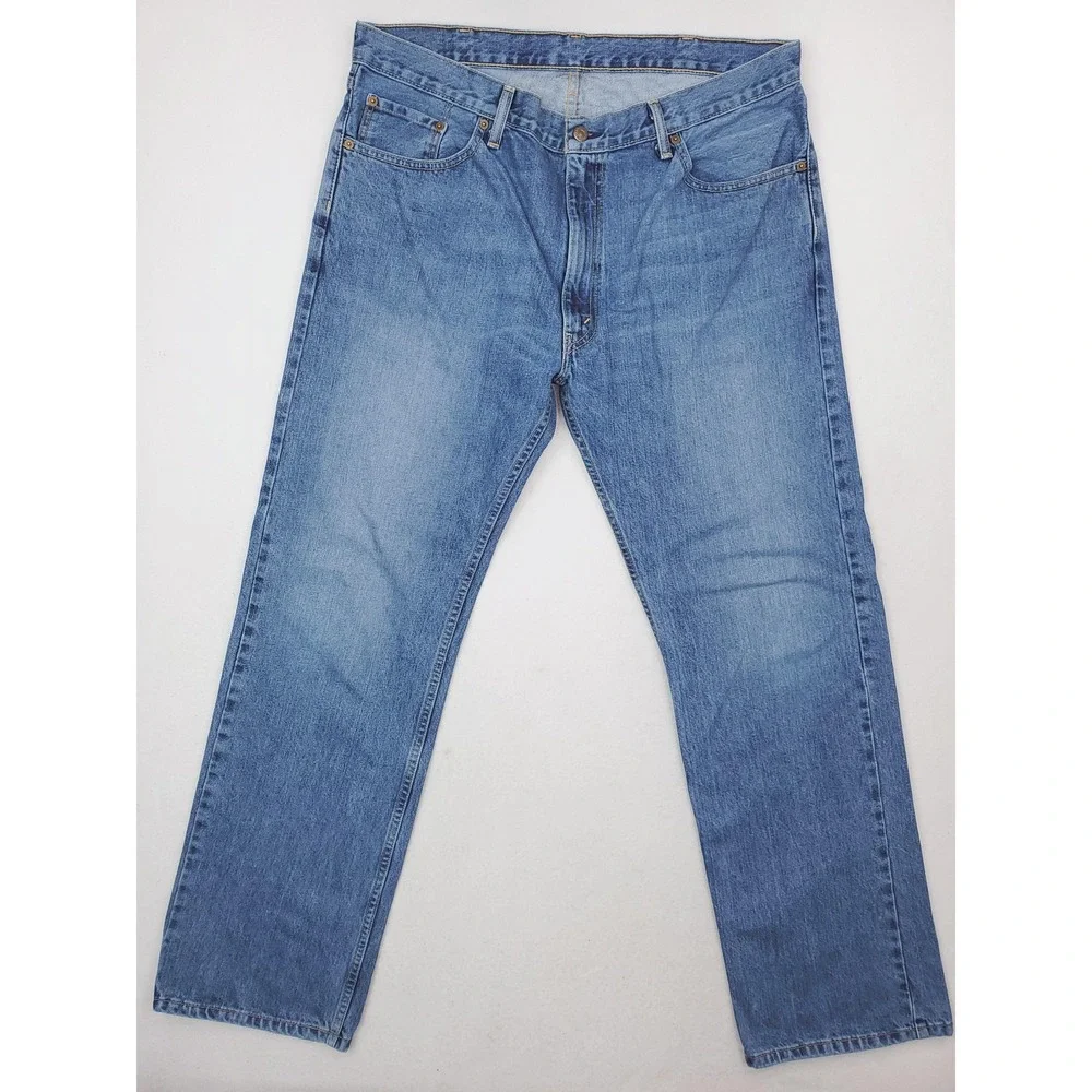 Levis 505 Jeans Mens 38x32 Blue Straight Leg Medium Wash Denim Pants Made USA